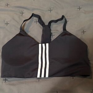 adidas Black Sports Bra with White Stripes